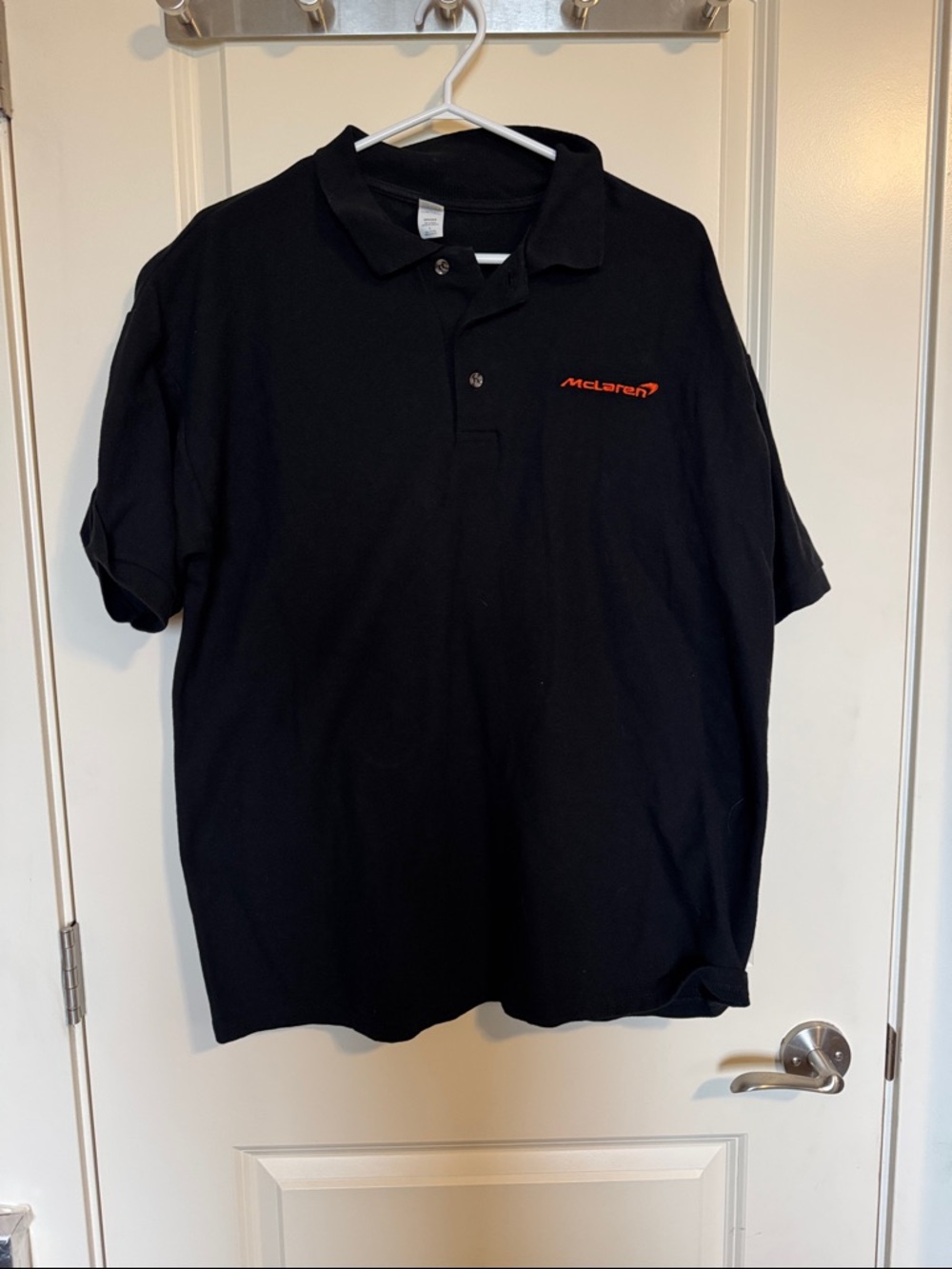 Men's Black Polo with Orange McLaren Logo